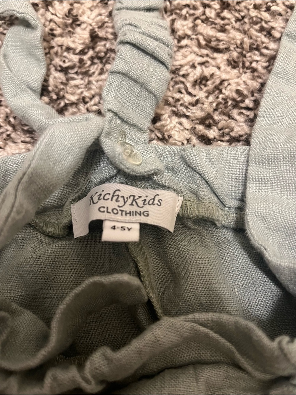 Kichy Kids Casual Light Sage Green Suspender Pants - Picture 2 of 3